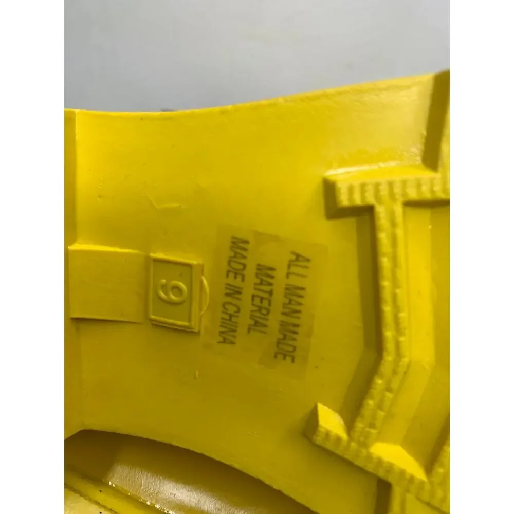 Yellow Rain Boots Classic Preppy Sz 9 College City Waterproof